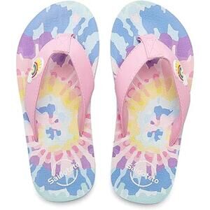 Saidoteto Toddler Girls Size 7 Rainbow Color Burst Slide On  Flip Flops Sandals
